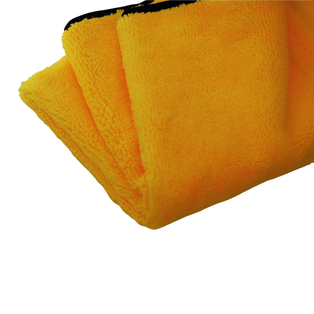 Gold/Black Plush Drying Towel 25x36 390GSM side
